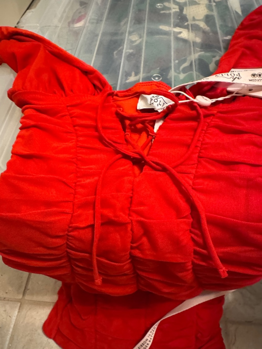 Oh Polly Red Ruched Mini Dress - Picture 3 of 3